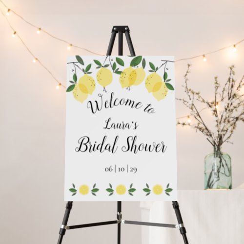 Lemons Bridal Shower Welcome Sign - Featuring lemons greenery, this stylish botanical bridal shower sign can be personalized with your special event information. Designed by Thisisnotme©