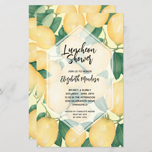 Lemons Budget Bridal Shower Invites (Front/Back)