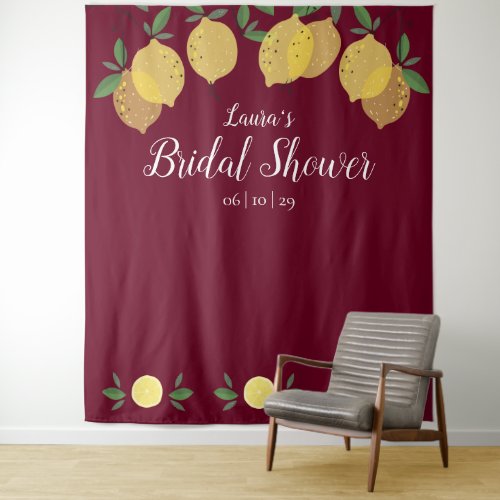 Lemons Burgundy Bridal Shower Photo Booth Backdrop