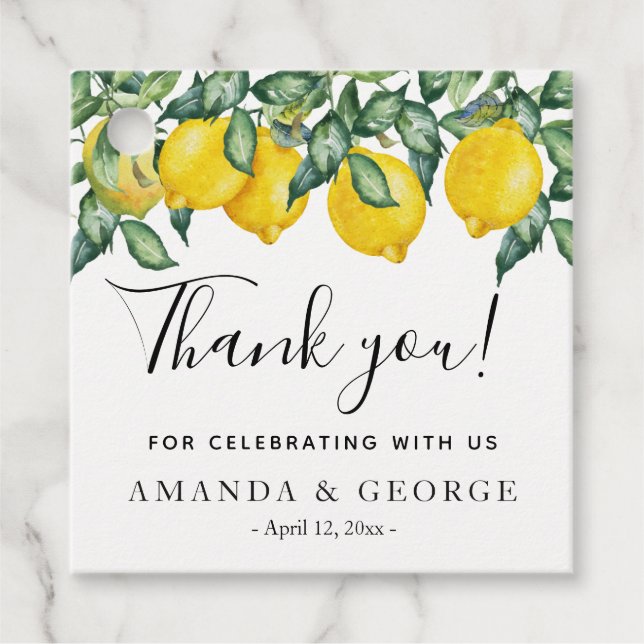 Lemons Calligraphy Favor Tags (Front)