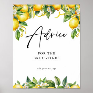 Lemons Citrus bridal shower Advice Poster