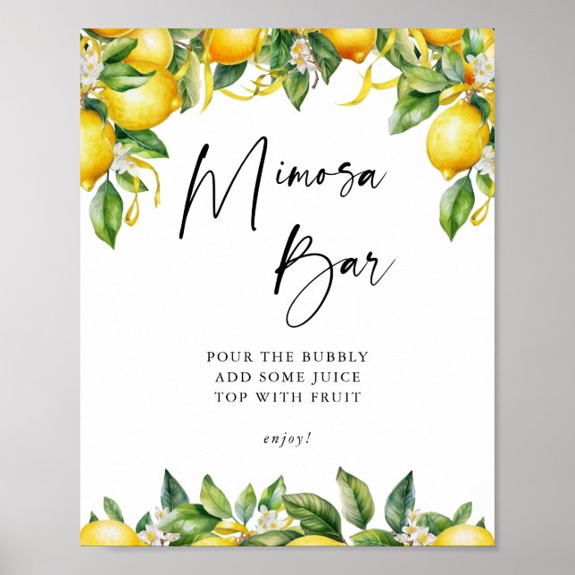 Lemons Citrus bridal shower Mimosa Bar Sign (Front)