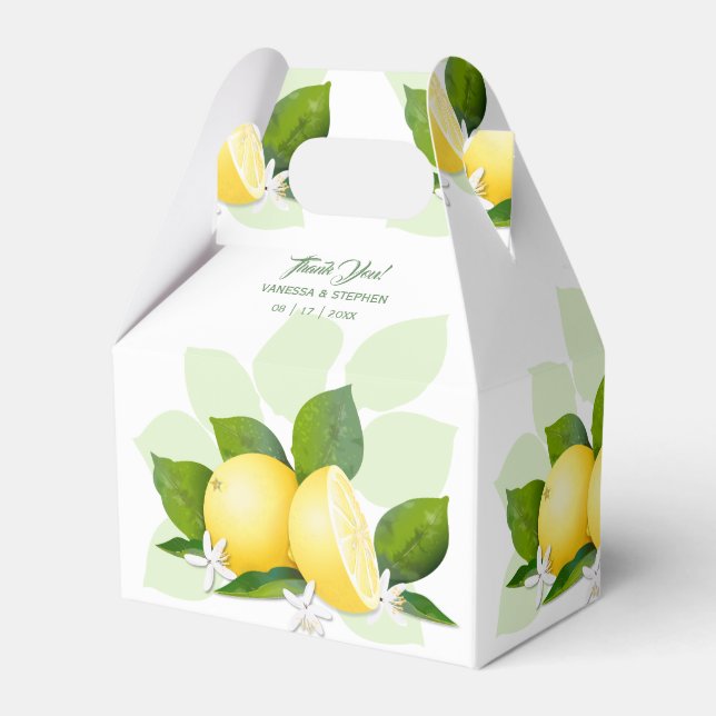 Lemons Citrus Fruit Botanical Favor Boxes (Front Side)