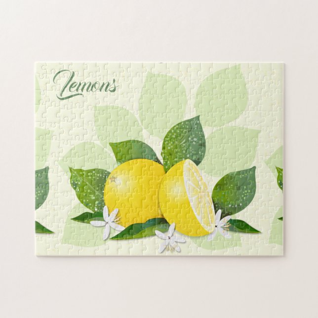 Lemons Citrus Fruit Botanical Floral Garden Jigsaw Puzzle (Horizontal)