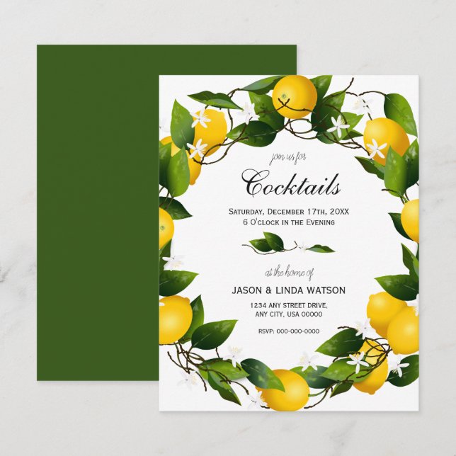 Lemons Citrus Fruit Botanical Invitation (Front/Back)