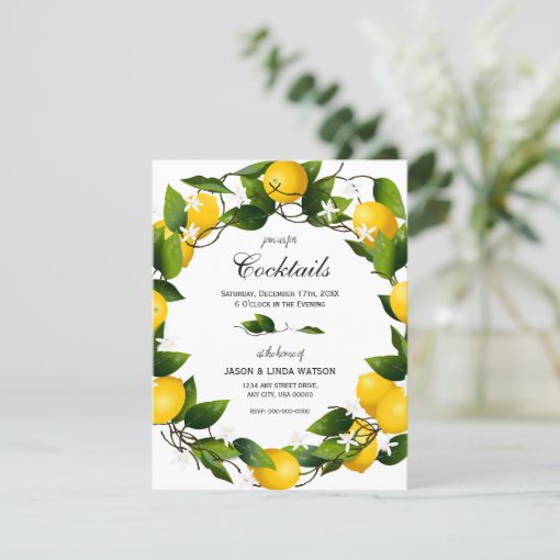 Lemons Citrus Fruit Botanical Invitation 