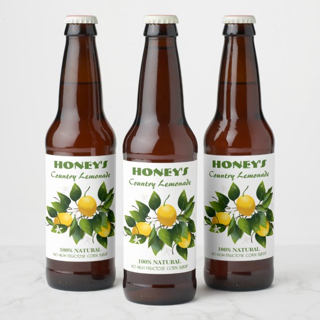 Lemons Citrus Fruit Floral Beer Bottle Label (Bottles)
