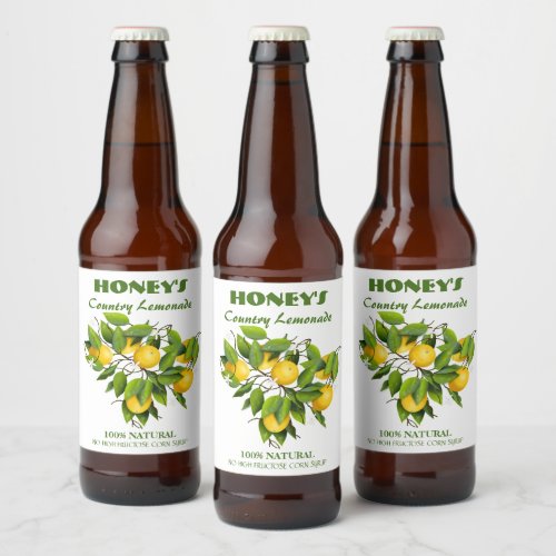 Lemons Citrus Fruit Floral Beer Bottle Label