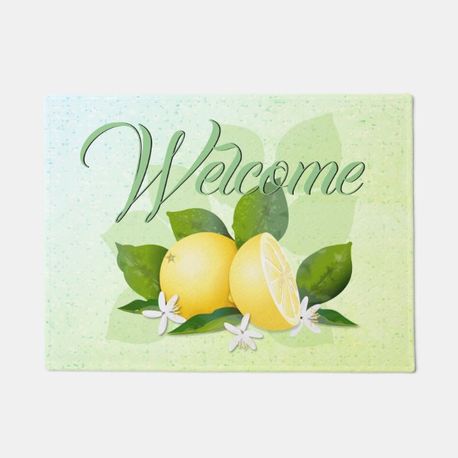 Lemons Citrus Fruit Floral Doormat (Front)