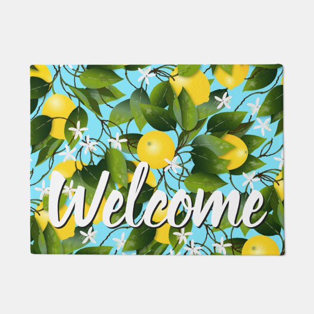 Lemons Citrus Fruit Floral Doormat (Front)