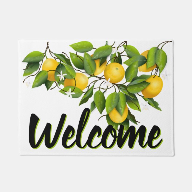 Lemons Citrus Fruit Floral Doormat (Front)