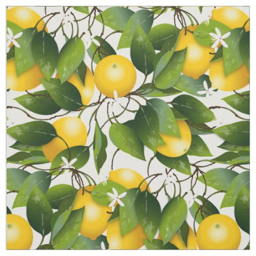 Lemons Citrus Fruit Floral Fabric