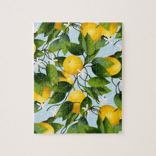 Lemons Citrus Fruit Floral Garden Jigsaw Puzzle