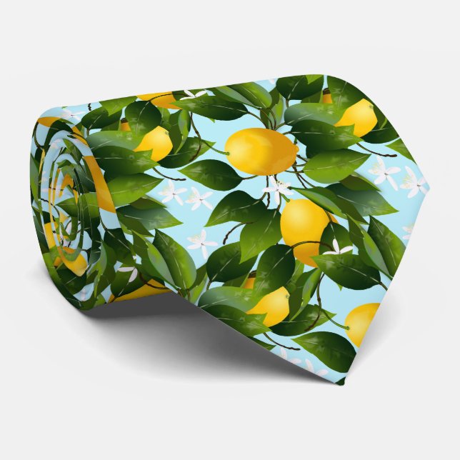 Lemons Citrus Fruit Floral Party Neck Tie (Rolled)