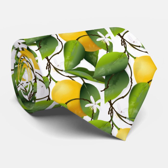 Lemons Citrus Fruit Summer Neck Tie (Rolled)