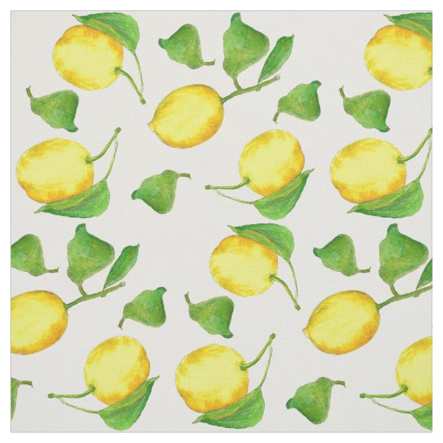 Lemons Citrus Fruit Watercolor Fabric (Swatch)