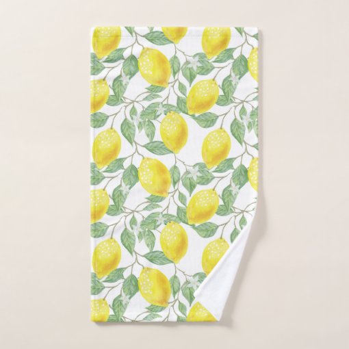 Lemons Citrus Fruit Yellow Pattern Trendy Bath Towel Set | Zazzle