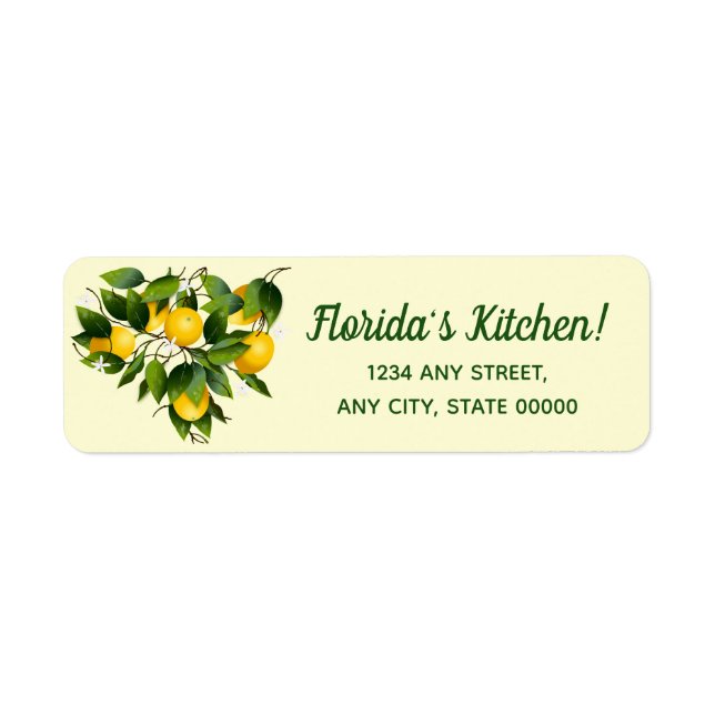 Lemons Citrus Fruits Floral Garden Label (Front)