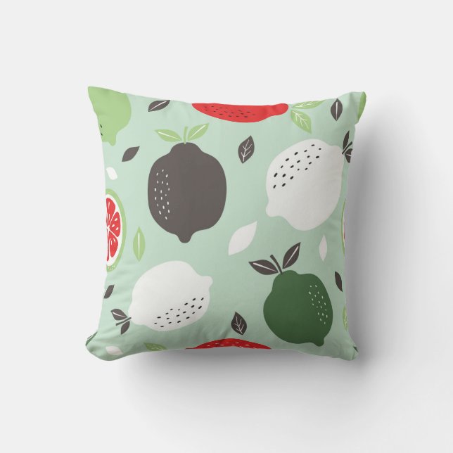 Lemons Citrus Fruits Vintage Wallpaper Throw Pillow (Front)