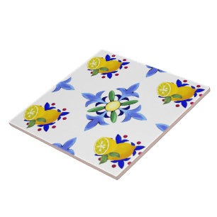 Lemons,citrus,majolica  ceramic tile