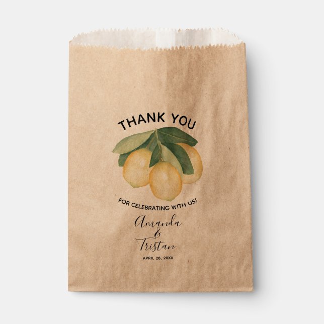 Lemons Citrus Thank You Favor Bag (Front)