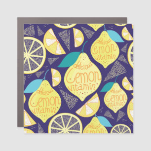 Lemons Cloves: Dark Blue Bright Pattern Car Magnet