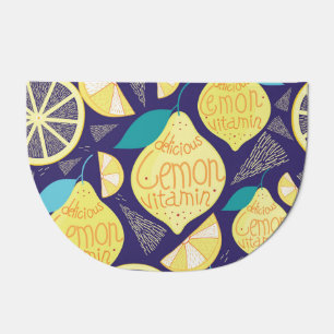 Lemons Cloves: Dark Blue Bright Pattern Doormat
