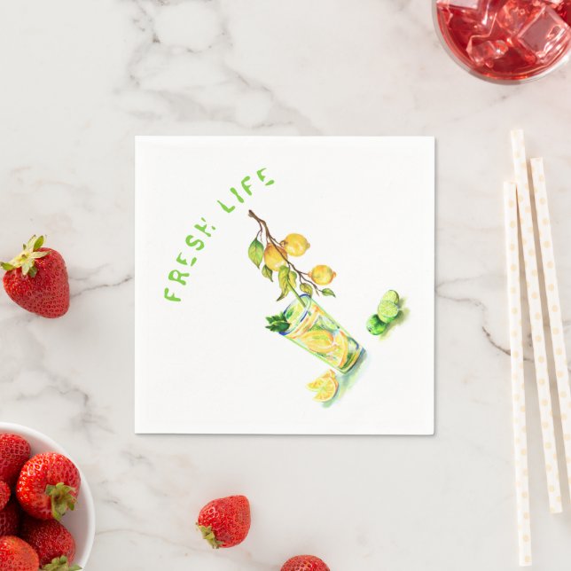Lemons Cocktail Party Napkins Custom Text (Insitu)