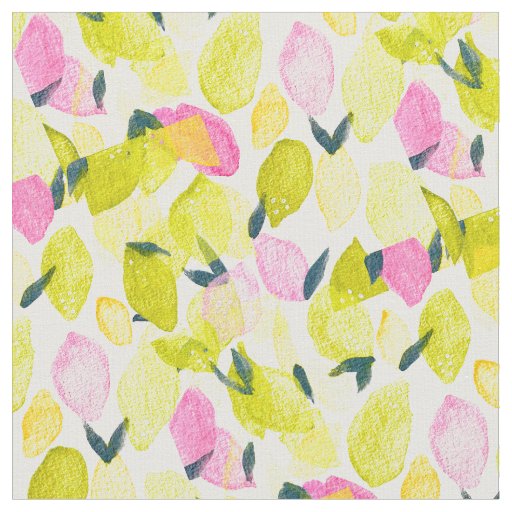 Lemons cute watercolor fabric