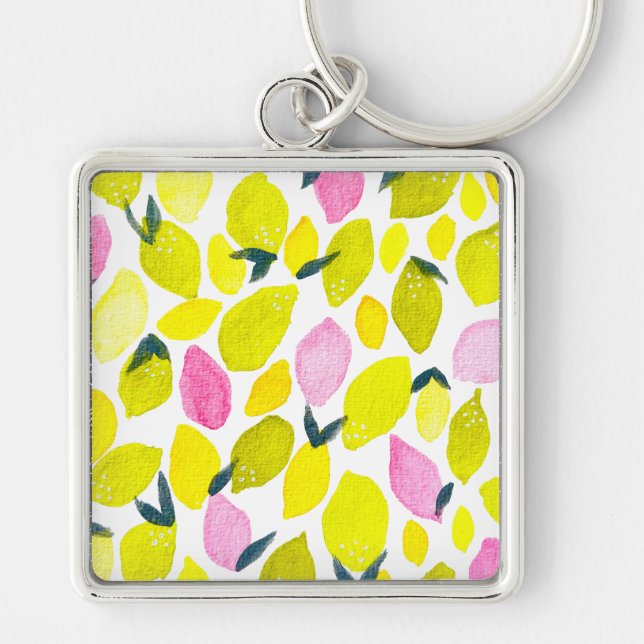 Lemons cute watercolor keychain (Front)