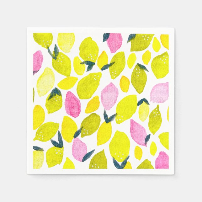 Lemons cute watercolor napkins (Front)