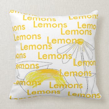Lemons Daisy Modern Yellow White Kitchen Throw Pillow by CricketDiane at Zazzle