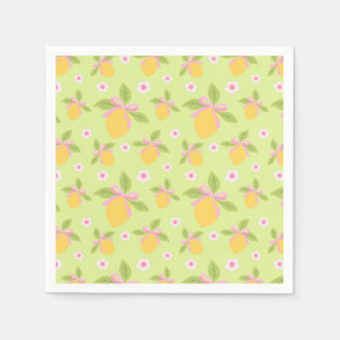 Lemons& Daisy Pattern on Mint Green Minimalist Napkins
