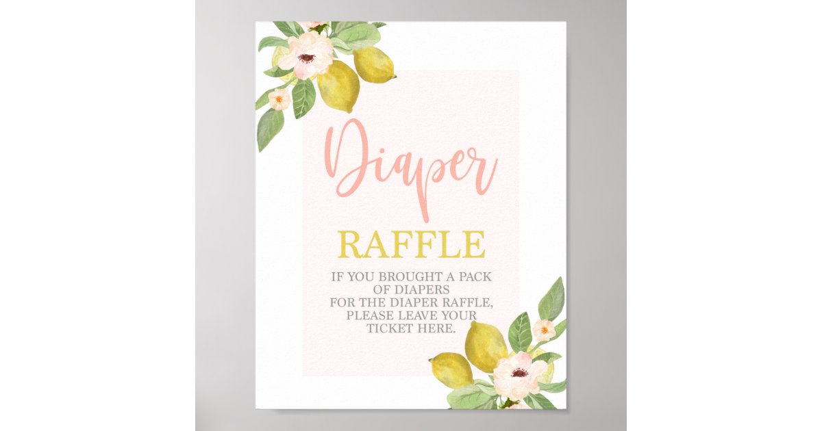 Lemons Diaper Raffle Shower sign Zazzle