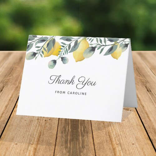 Lemons Eucalyptus Budget Bridal Shower Thank You Card