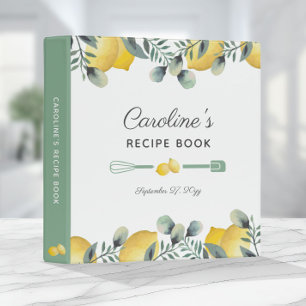 Lemons & Eucalyptus Recipe Cookbook 3 Ring Binder