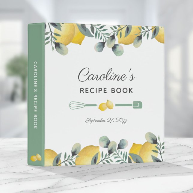 Lemons & Eucalyptus Recipe Cookbook 3 Ring Binder (Creator Uploaded)