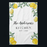 Lemons Family Kitchen Custom Kitchen Towel<br><div class="desc">Add a special touch to your kitchen! This gorgeous Towel featuring watercolor lemons will add a marvelous touch of yellow and green.</div>