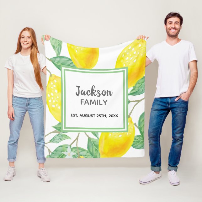 Lemons family name fleece blanket (In Situ)