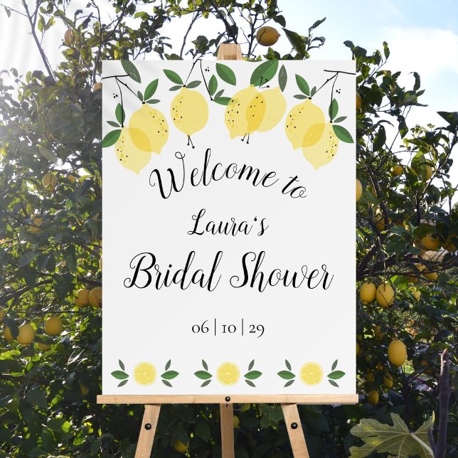 Lemons Floral Bridal Shower Welcome Sign (Lemons Floral Bridal Shower Welcome Sign)