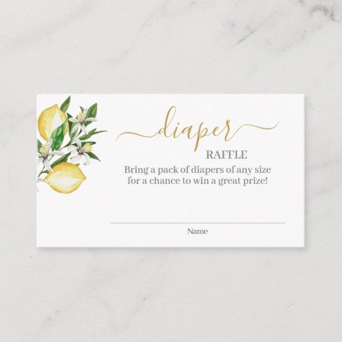 Lemons Floral Diaper Raffle Enclosure Card