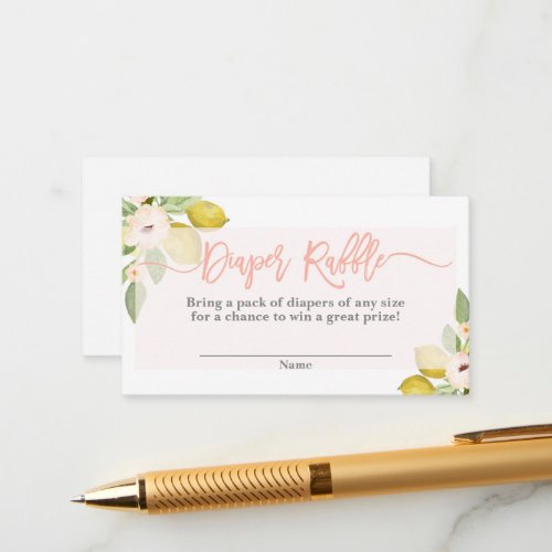 Lemons Floral Diaper Raffle Enclosure Card