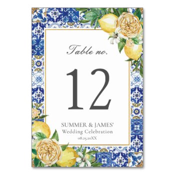Lemons Floral Greenery Wedding Bridal Baby Shower Table Number by LollipopParty at Zazzle