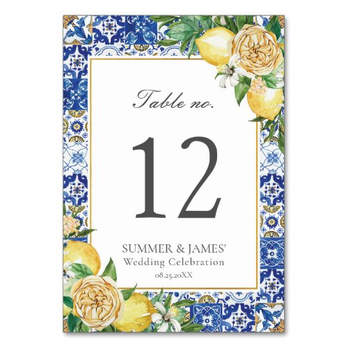 Lemons Floral Greenery Wedding Bridal Baby Shower Table Number