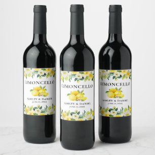 Lemons Floral Limoncello Wedding Bottle Label