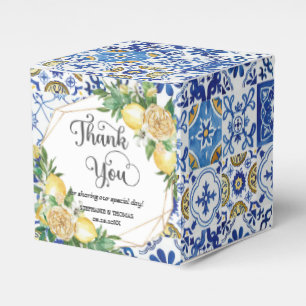Lemons Floral Meditteranean Mosaic Tiles Wedding Favor Boxes