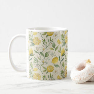 Lemons & Flowers Pattern Coffee Mug