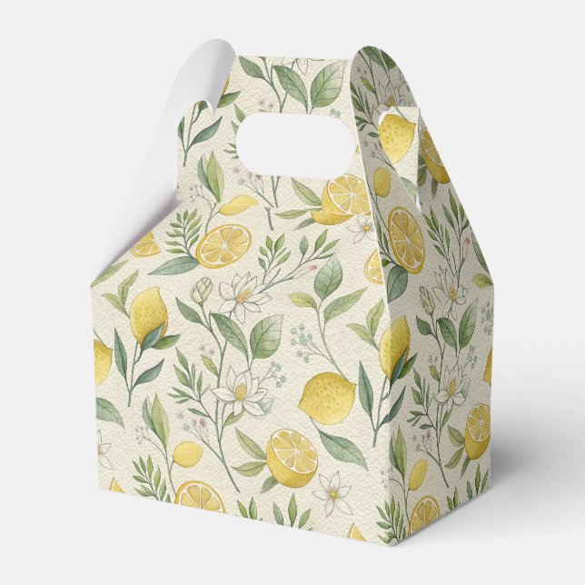 Lemons & Flowers Pattern Favor Box (Front Side)