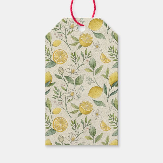 Lemons & Flowers Pattern Gift Tags (Front)