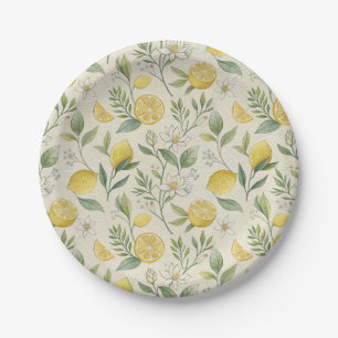 Lemons & Flowers Pattern Paper Plates